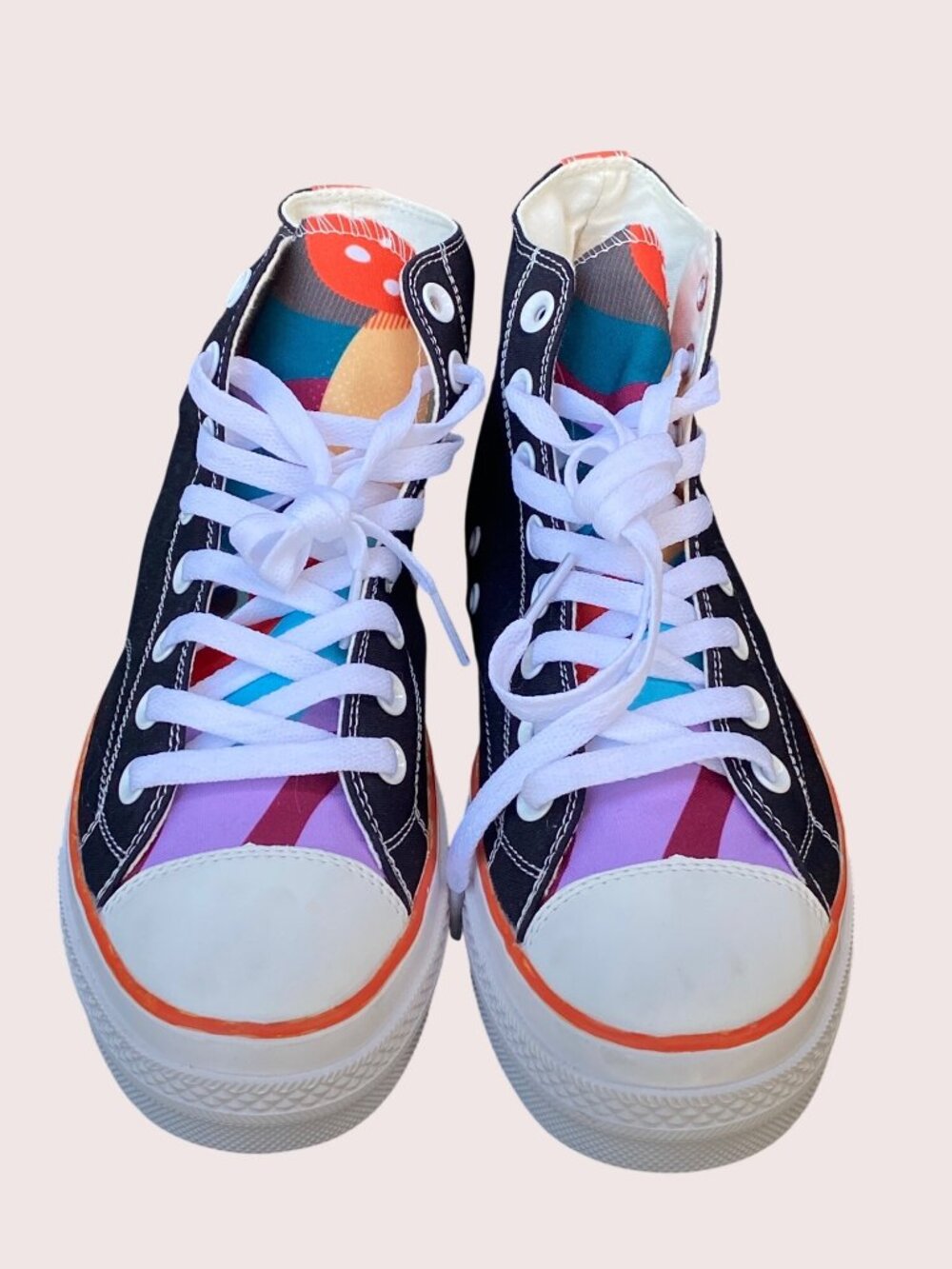 Generic P Sneaker Get Sh*t Done High Top Black Orange White Sole Canvas USA M6.5